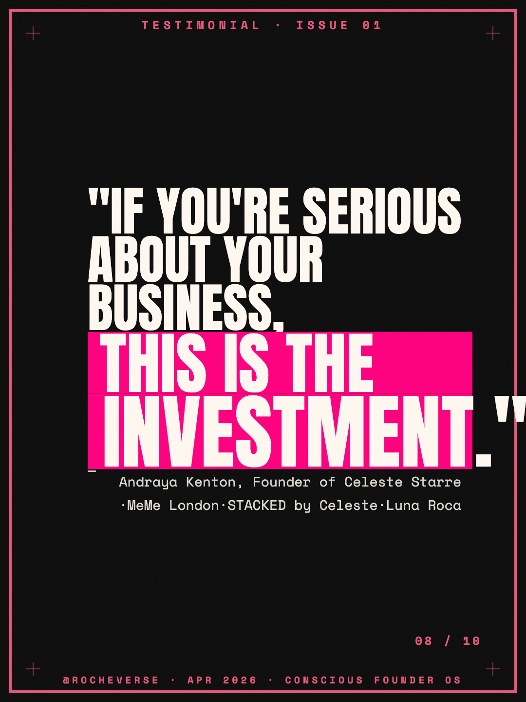 Conscious Founder OS — Testimonial slide 8